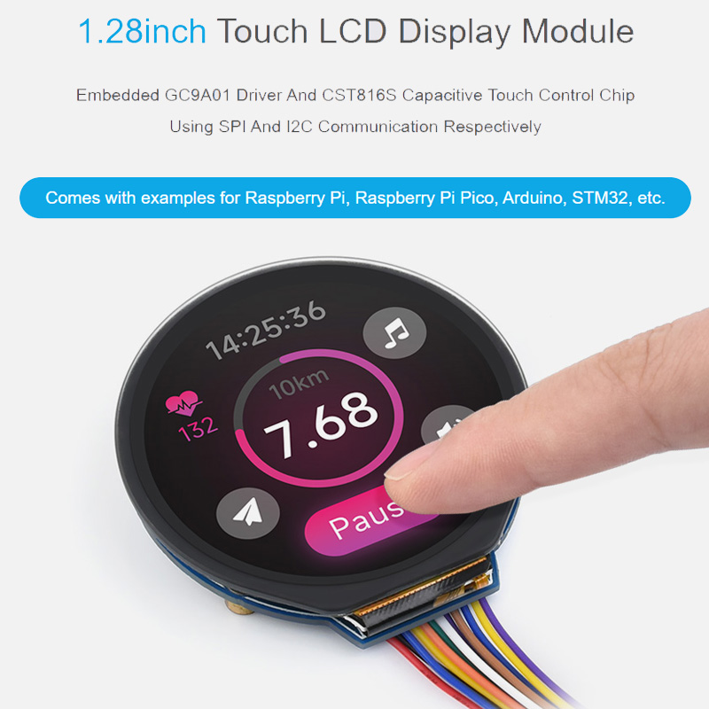 I2C Lcd Display - 1,28 inch Touch LCD-displaymodule GC9A01 Aangedreven