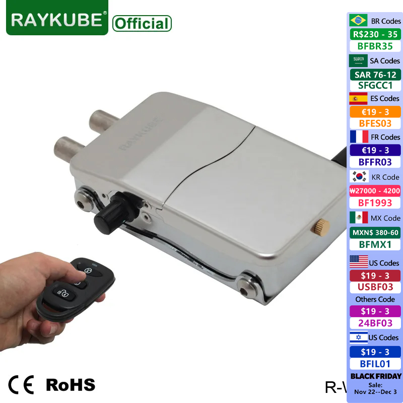 R/Diy Electronics - RAYKUBE Elektronisch deurslot Keyless Draadloze afstandsbediening