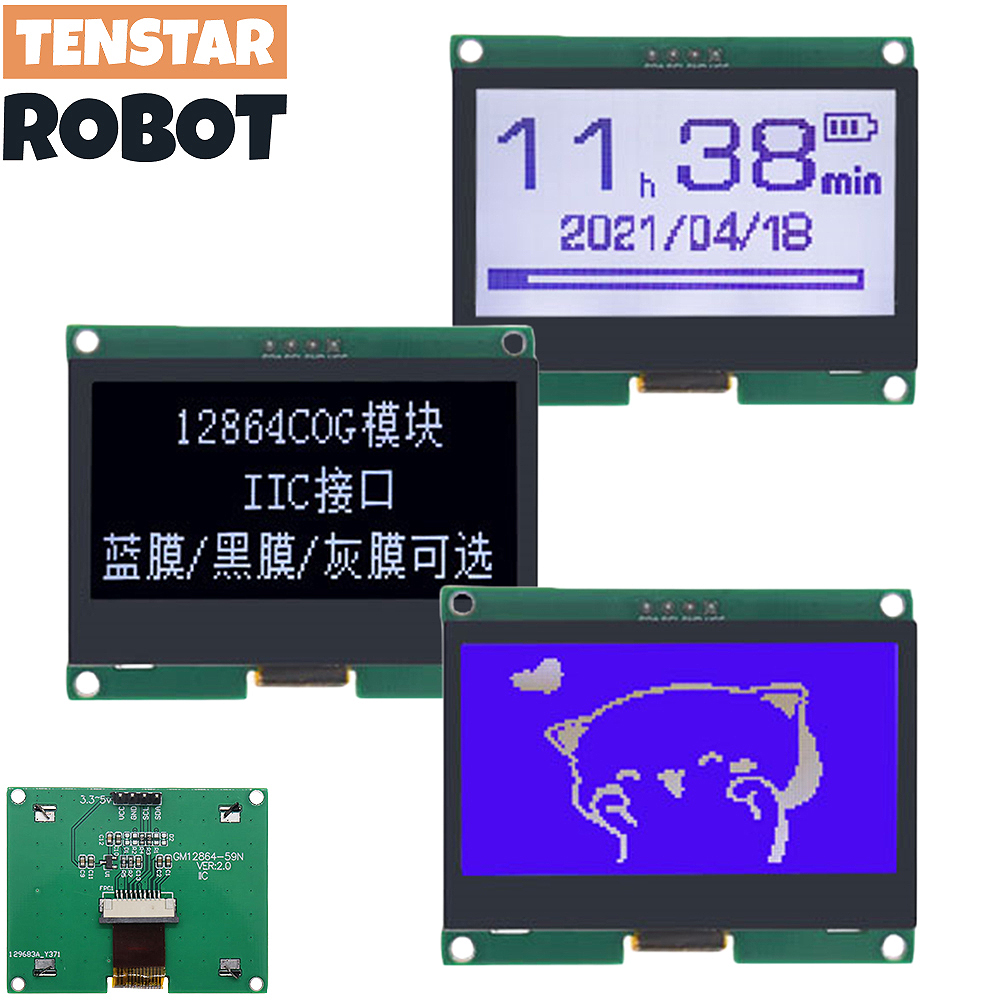I2C Lcd Display - TENSTAR 12864-59N IIC 4P LCD Module