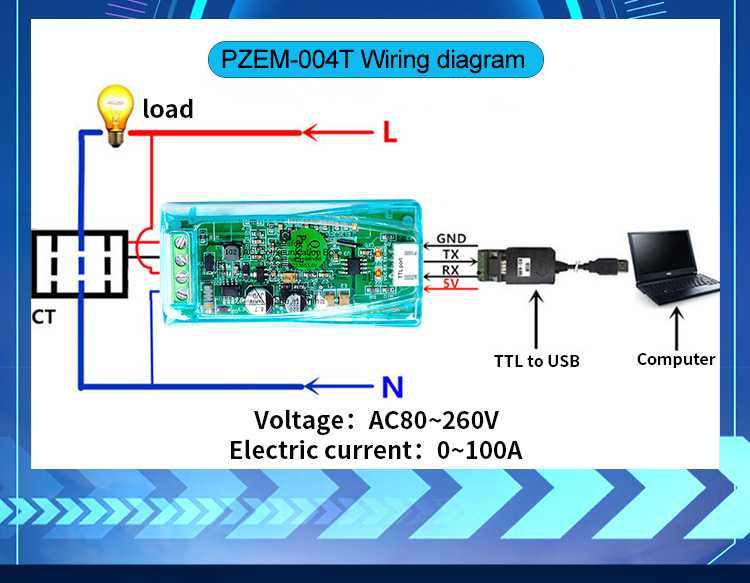 PZEM 004T 4.0 Eenfase Wattmete - Diy Electronics Store recensie en prijs